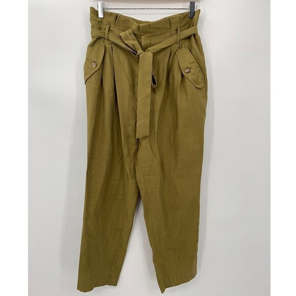 H&M Conscious Pants With Tie Belt Green 8 - Picture 5 of 6
